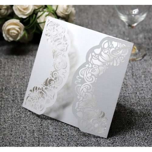 White Laser Holder Marriage Invitation Card Wholesale Wedding Supplies